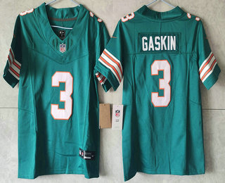 Youth Miami Dolphins #3 Myles Gaskin Aqua 2023 FUSE Vapor Limited Throwback Stitched Jersey