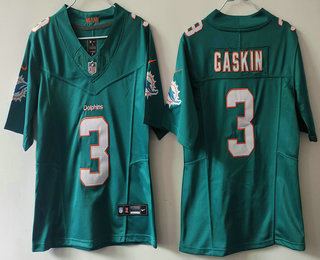 Youth Miami Dolphins #3 Myles Gaskin Green 2024 FUSE Vapor Limited Stitched Jersey