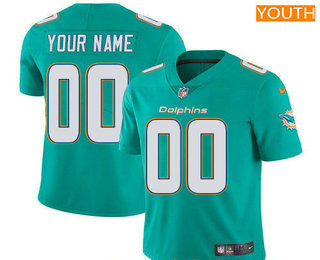 Youth Miami Dolphins Custom Vapor Untouchable Aqua Green Team Color NFL Nike Limited Jersey