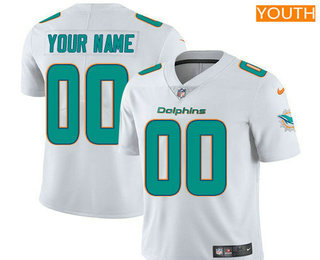 Youth Miami Dolphins Custom Vapor Untouchable White Road NFL Nike Limited Jersey