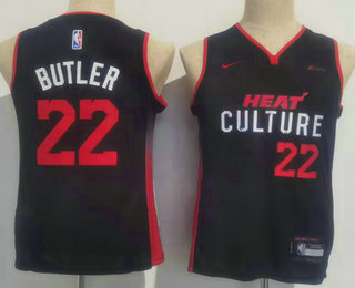Youth Miami Heat #22 Jimmy Butler Black 2023 City Icon Sponsor Swingman Jersey