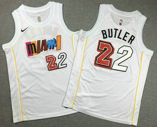 Youth Miami Heat #22 Jimmy Butler White 2022 City Edition Swingman Stitched Jersey