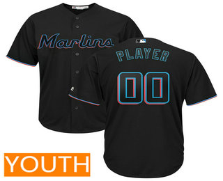 Youth Miami Marlins Black Alternate 2019 Cool Base Custom Jersey