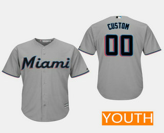 Youth Miami Marlins Gray Alternate 2019 Cool Base Custom Jersey