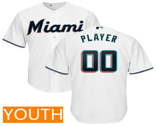 Youth Miami Marlins White Home 2019 Cool Base Custom Jersey