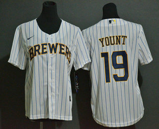 Youth Milwaukee Brewers #19 Robin Yount White Stitched MLB Cool Base Nike Jersey