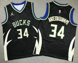 Youth Milwaukee Bucks #34 Giannis Antetokounmp Black Statement Icon Swingman Jersey