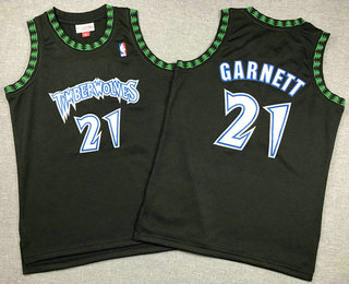 Youth Minnesota Timberwolves #21 Kevin Garnett Black 1997 Throwback Swingman Jersey