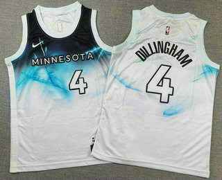 Youth Minnesota Timberwolves #4 Rob Dillingham White 2024 City Edition Swingman Stitched Jersey