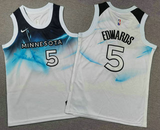 Youth Minnesota Timberwolves #5 Anthony Edwards White 2024 City Edition Swingman Stitched Jersey