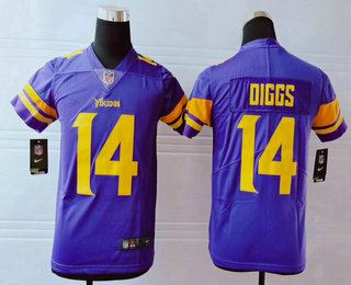 Youth Minnesota Vikings #14 Stefon Diggs Purple 2016 Color Rush Stitched NFL Nike Limited Jersey