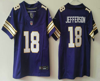 Youth Minnesota Vikings #18 Justin Jefferson Limited Purple Classic FUSE Vapor Jersey