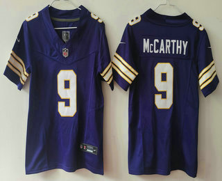 Youth Minnesota Vikings #9 JJ McCarthy Limited Purple Classic FUSE Vapor Jersey