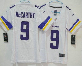 Youth Minnesota Vikings #9 JJ McCarthy Limited White Vapor Jersey