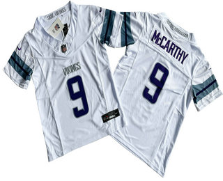 Youth Minnesota Vikings #9 JJ McCarthy White Alternate Vapor FUSE Limited Stitched Jersey