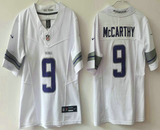 Youth Minnesota Vikings #9 JJ McCarthy White Alternate Vapor FUSE Limited Stitched Jersey