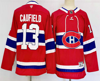 Youth Montreal Canadiens #13 Cole Caufield Red 2025 Stitched Jersey