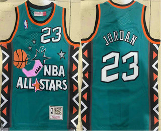 Youth NBA 1995 1996 All Star #23 Michael Jordan Green Swingman Throwback Jersey