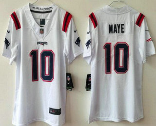 Youth New England Patriots #10 Drake Maye Limited White Vapor Jersey
