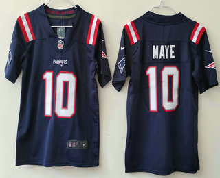 Youth New England Patriots #10 Drake Maye Navy Blue 2024 Vapor Limited Stitched Jersey