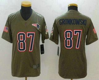 Youth New England Patriots #87 Rob Gronkowski Olive 2017 Salute To Service Stitched NFL Nike Limited Jersey