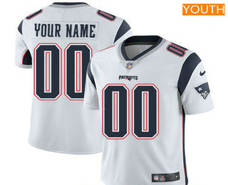 Youth New England Patriots Custom Vapor Untouchable White Road NFL Nike Limited Jersey