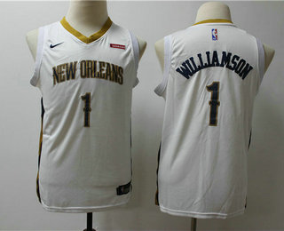 Youth New Orleans Pelicans #1 Winning Williamson New White 2019 Nike Swingman Stitched NBA Jersey With The Sponsor Logo