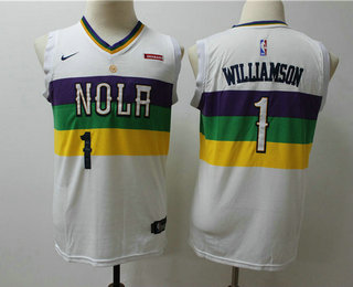 Youth New Orleans Pelicans #1 Winning Williamson White Nike 2019 New Season Swingman City Edition Jersey With The Sponsor Logo