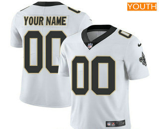 Youth New Orleans Saints Custom Vapor Untouchable White Road NFL Nike Limited Jersey