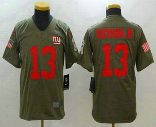 Youth New York Giants #13 Odell Beckham Jr Olive 2017 Salute To Service Stitched NFL Nike Limited Jersey