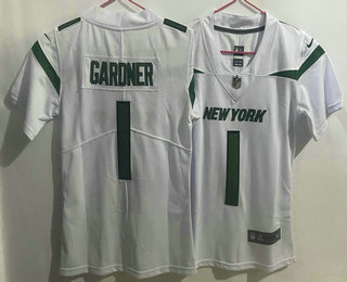 Youth New York Jets #1 Sauce Gardner 2022 White Vapor Untouchable Limited Stitched Jersey