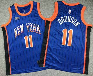 Youth New York Knicks #11 Jalen Brunson Blue 2023 City Icon Swingman Jersey