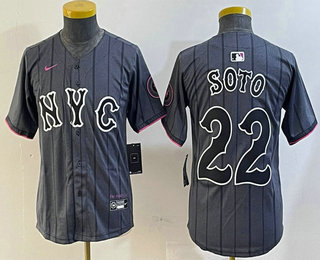 Youth New York Mets #22 Juan Soto Grey 2024 City Connect Cool Base Limited Stitched Jersey