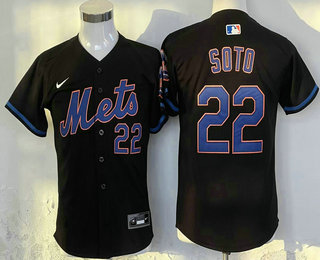 Youth New York Mets #22 Juan Soto Number Black Limited Stitched Jersey