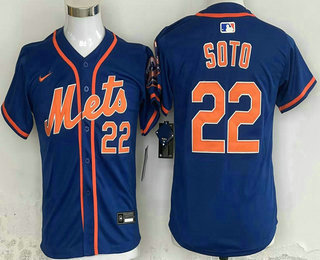 Youth New York Mets #22 Juan Soto Number Blue Limited Stitched Jersey