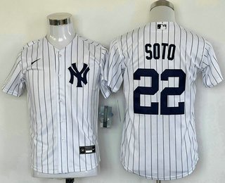 Youth New York Yankees #22 Juan Soto White Cool Base Stitched Baseball Jersey