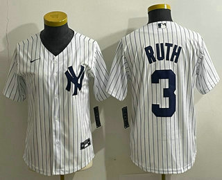 Youth New York Yankees #3 Babe Ruth White Stitched Cool Base Nike Jersey