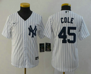 Youth New York Yankees #45 Gerrit Cole White Home Stitched MLB Cool Base Nike Jersey