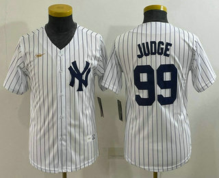 Youth New York Yankees #99 Aaron Judge No Name White Throwback Stitched MLB Cool Base Nike Jersey