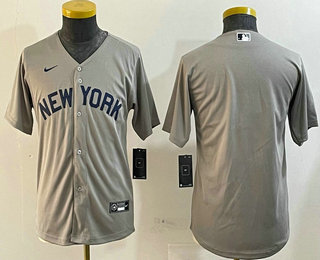 Youth New York Yankees Blank Grey Field of Dreams Cool Base Jersey