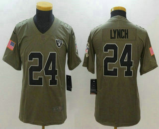 Youth Oakland Raiders #24 Marshawn Lynch Olive 2017 Salute To Service Stitched NFL Nike Limited Jersey