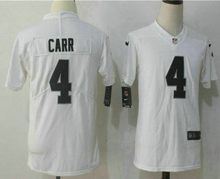 Youth Oakland Raiders #4 Derek Carr White 2017 Vapor Untouchable Stitched NFL Nike Limited Jersey