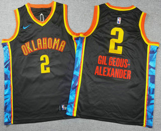 Youth Oklahoma City Thunder #2 Shai Gilgeous Alexander Black 2024 City Edition Stitched Jersey