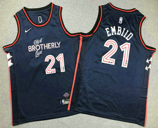 Youth Philadelphia 76ers #21 Joel Embiid Blue 2023 City Edition Stitched Jersey