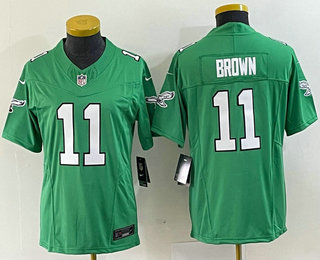 Youth Philadelphia Eagles #11 AJ Brown Green 2023 FUSE Vapor Limited Throwback Stitched Jersey