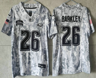 Youth Philadelphia Eagles #26 Saquon Barkley 2024 FUSE Arctic Camo Salute to Service Limited Stitched Jersey