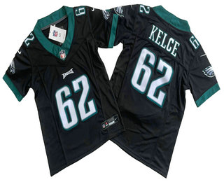 Youth Philadelphia Eagles #62 Jason Kelce Black 2023 FUSE Vapor Stitched Jersey
