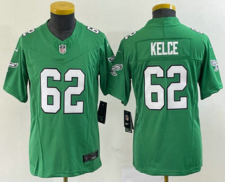 Youth Philadelphia Eagles #62 Jason Kelce Green 2023 FUSE Vapor Limited Throwback Stitched Jersey