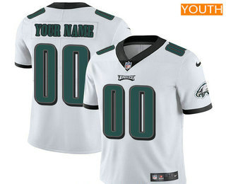 Youth Philadelphia Eagles Custom Vapor Untouchable White Road NFL Nike Limited Jersey