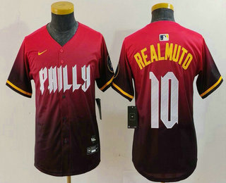 Youth Philadelphia Phillies #10 JT Realmuto Red 2024 City Connect Limited Jersey